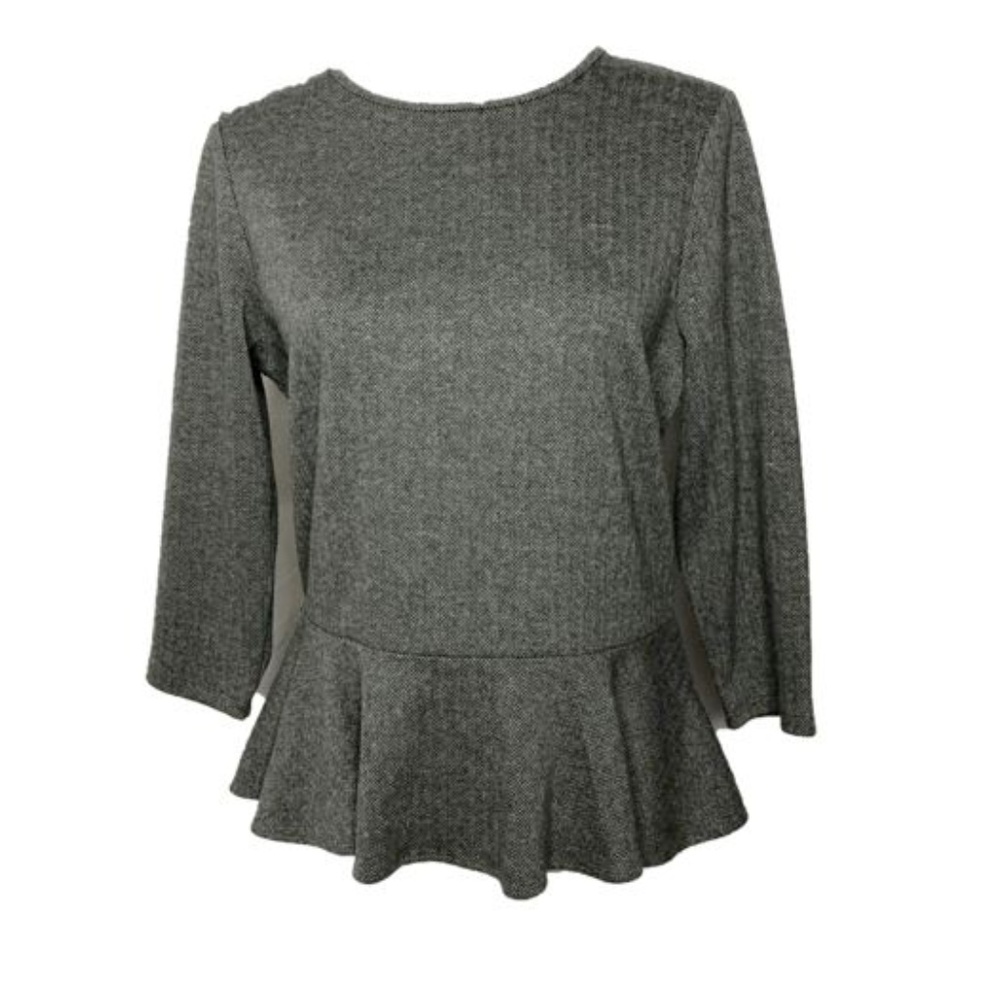 Ralph Lauren Brown Stretch Crewneck Peplum Top LP